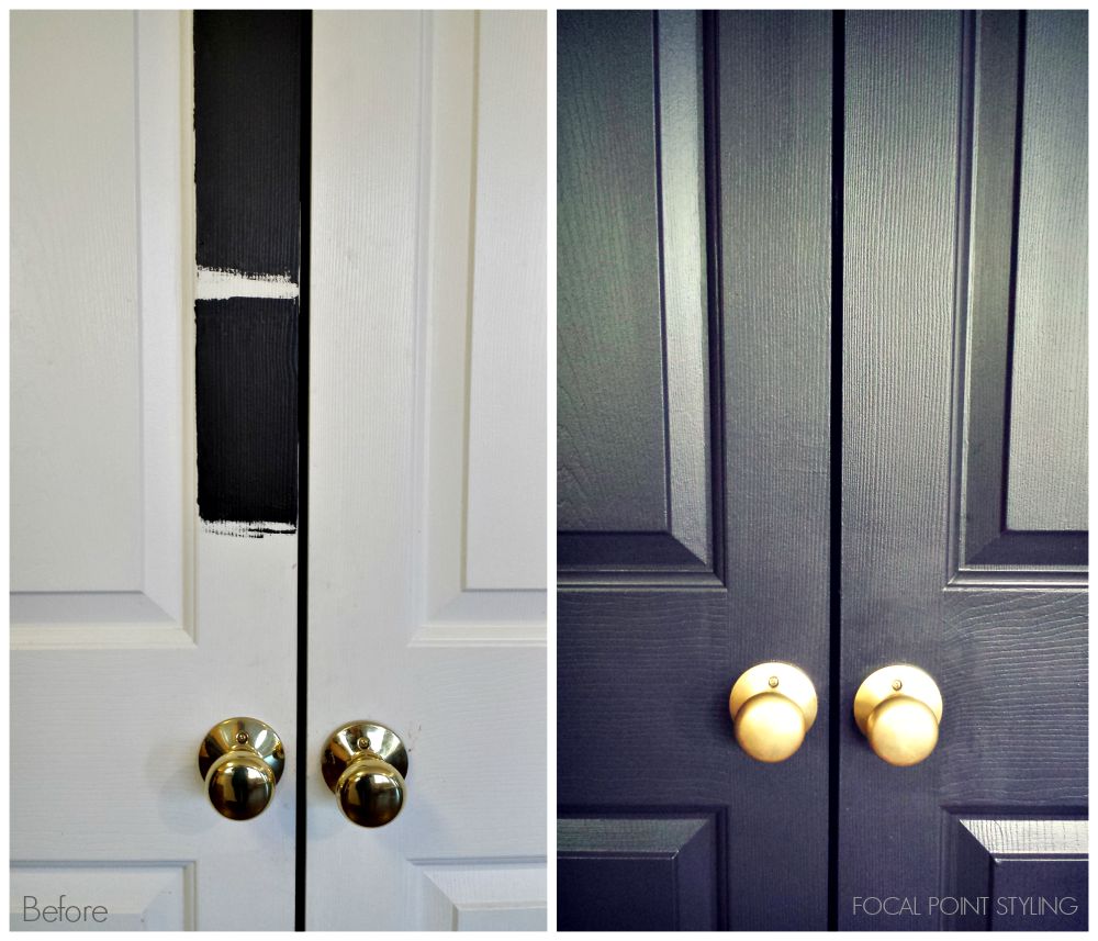 FOCAL POINT STYLING: How To Paint Interior Doors Black & Update Brass  Hardware