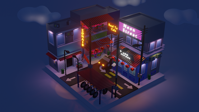 Isometric Neon City view 2