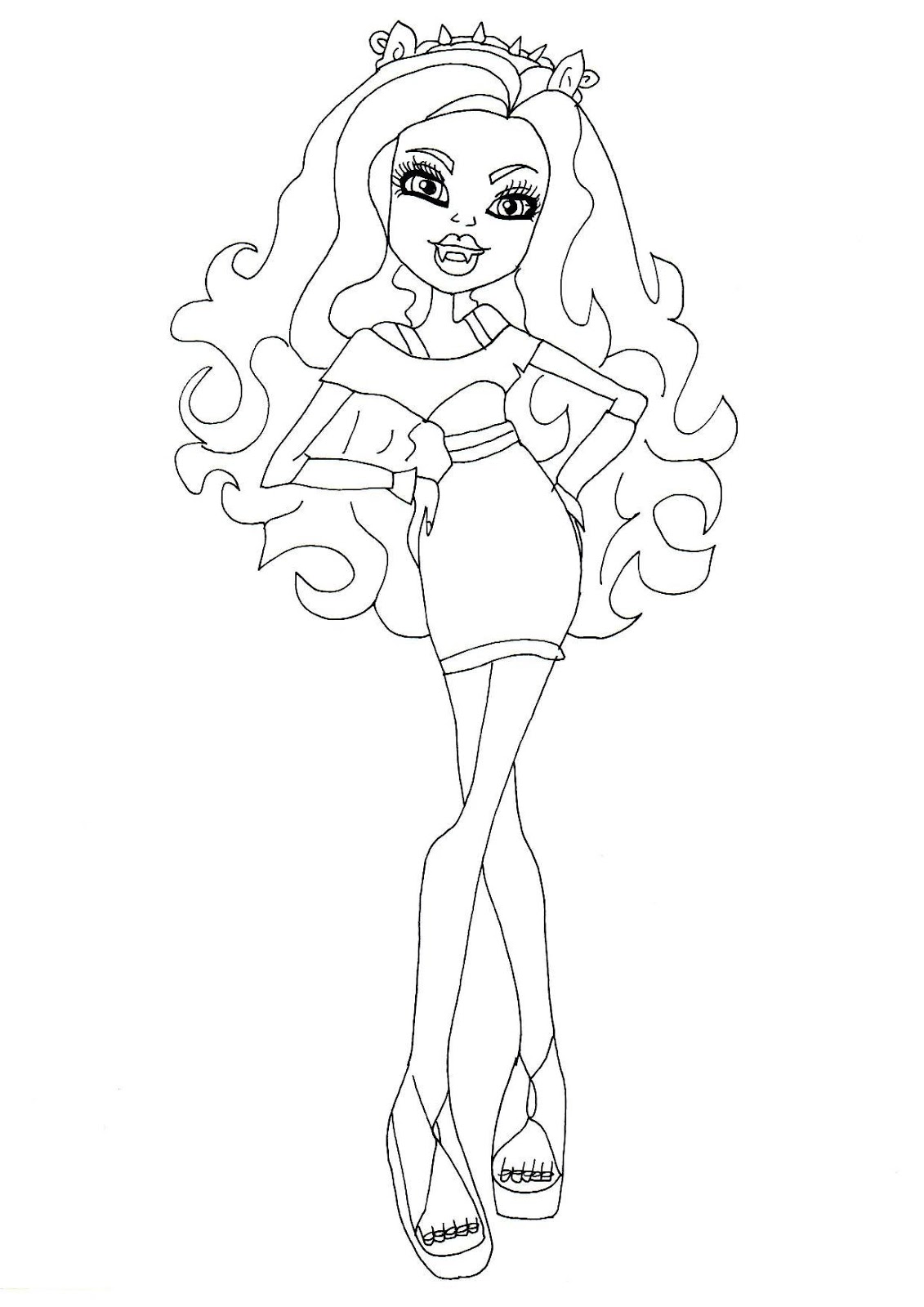 Free printable monster high Clawdeen Wolf ghouls night out coloring page