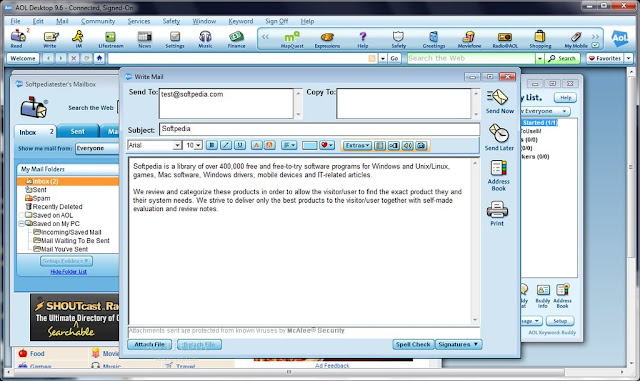 Writing email in AOL