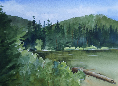 Danielle Beaulieu's watercolour Adirondacks - Heart Lake