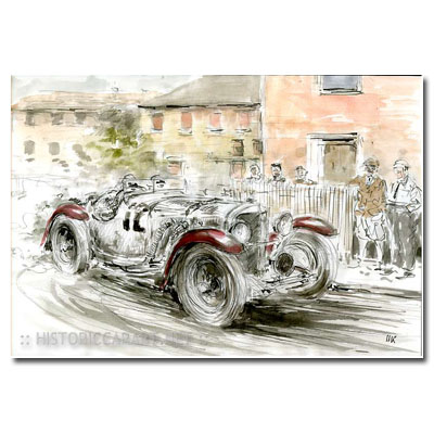 MercedesBenz SSK and Caracciola motoring art Mercedes Caracciola and 