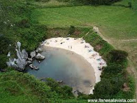 Una playa en medio de un prado