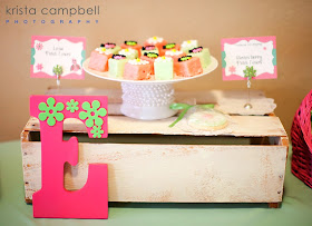 painted initial, lil ladybug food table signs, baby shower food ideas