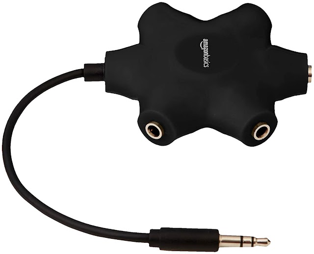 Best Headphone adapter splits line into 5 auxiliary (3.5mm) ports