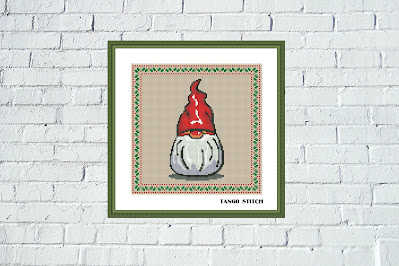 Gnome cross stitch Christmas ornament pattern - Tango Stitch