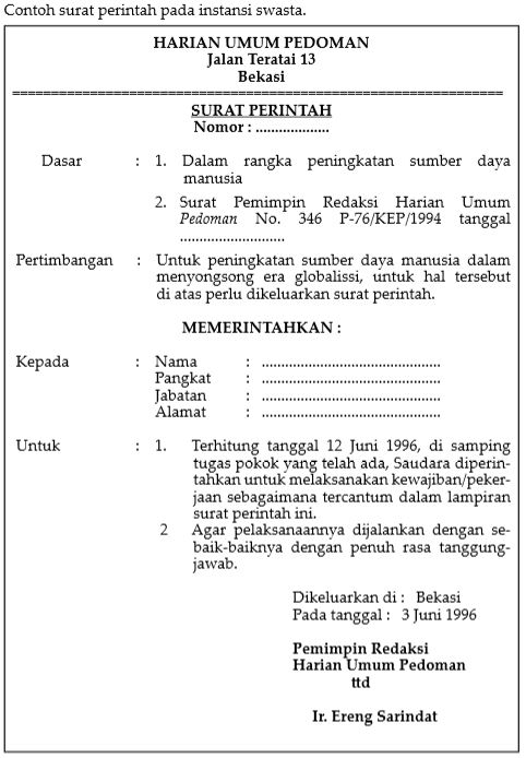 Macam Macam Surat Perintah Kerja dan Contohnya - Study Blogs