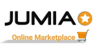 Logo of Jumia and a shopping cart with orange background