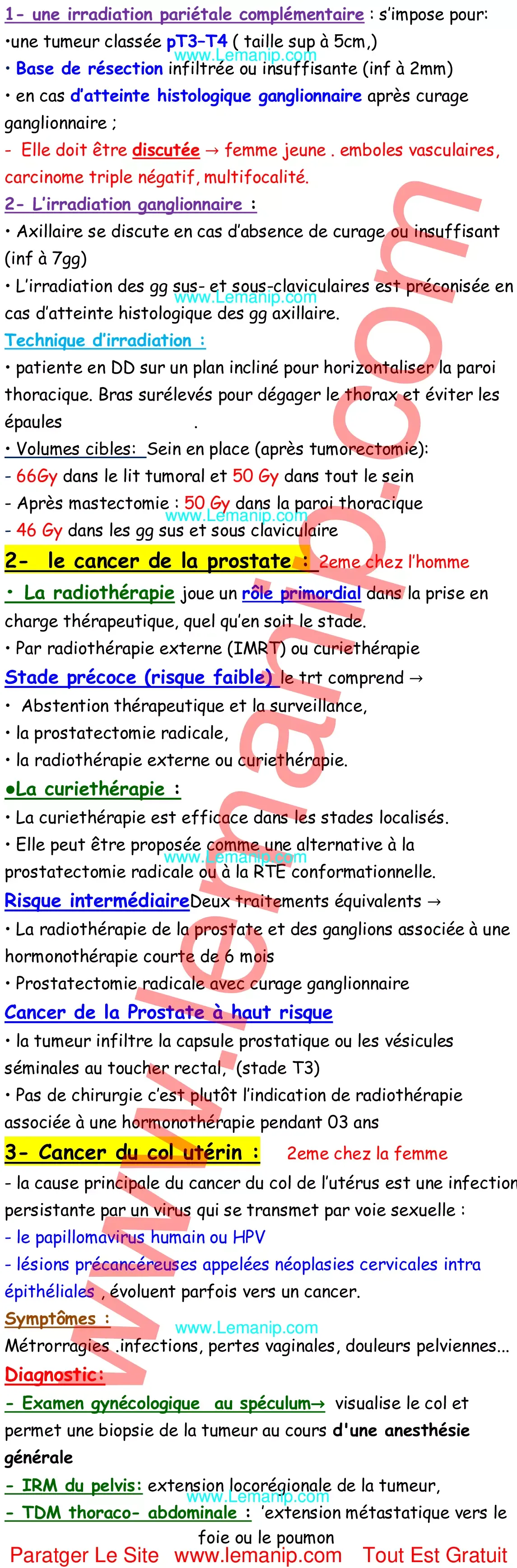 Résumé Cour 9 Du Module Radiothérapie RTH 2