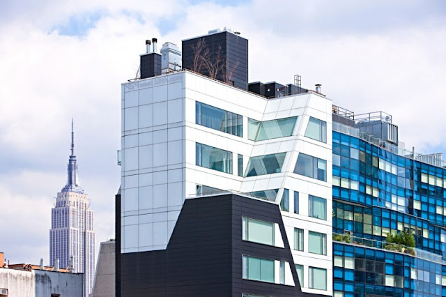 Photo of one of the modern New York Penthouses as seen from the street