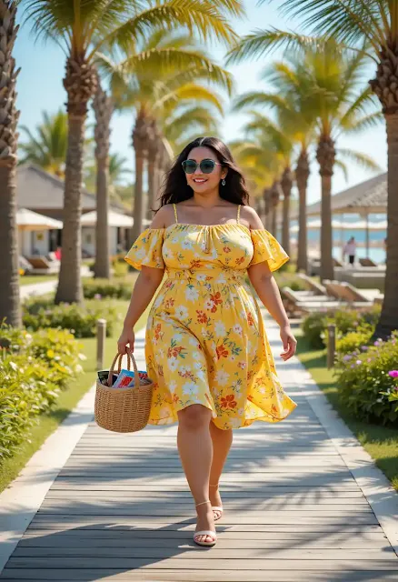Smocked Bodice Dress with Flat Sandals