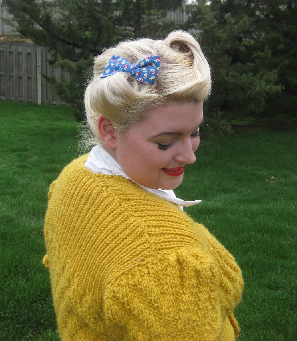 1940s date makers cardigan and victory rolls