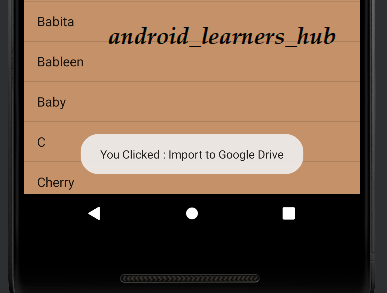 Output when we click on Import to google drive