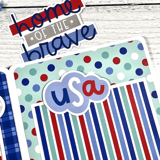 Memorial Day & July 4th Scrapbook Album page with polka dots