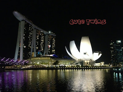 Pemandangan marina bay di malam hari