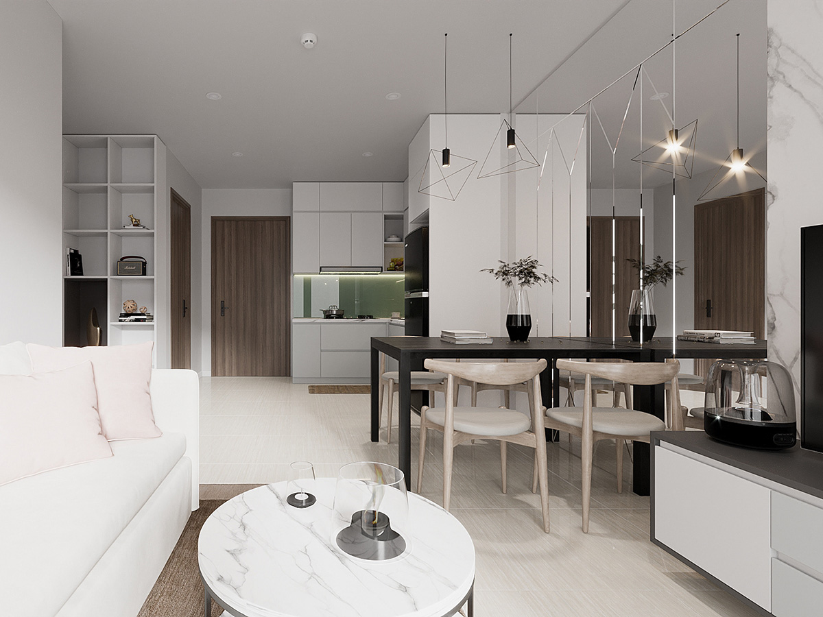 Thiết kế nội thất căn hộ 1 phòng ngủ + 1 Vinhomes Smart City