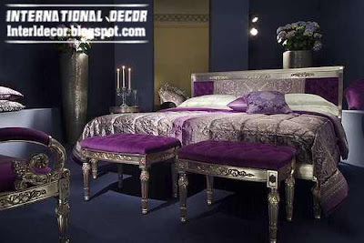 modern luxury Turkish bedroom furniture, purple and silver bedroom furniture