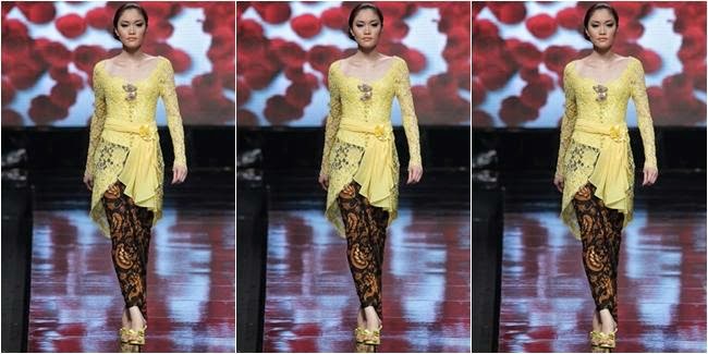 kebaya semi formal dengan kerah sabrina