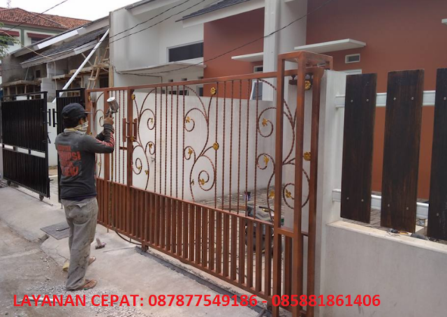 Harga Pintu Pagar Besi Dorong Cikarang 087877549186