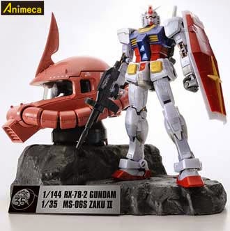 GUNDAM RX-79-2 & MS-06S ZAKU II Char Custom Head Premium Ver. MODEL KIT Mobile Suit Gundam 35 Aniversario