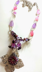 Purple Universe: Emma Todd pendant, ooak necklace, glass, lucite, pearls Czech beads, wire wrapping :: All Pretty Things
