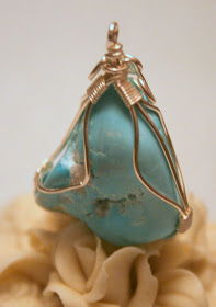 Wire wrapped pendant: silver, Turquoise :: All Pretty Things