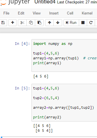 creating array using tuple