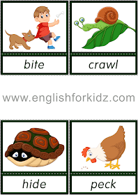 Animal actions flashcards for English learners