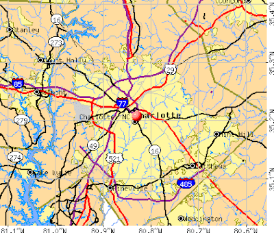 Interstate map of Charlotte NC