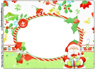 Santa in Green, Free Printable  Labels.