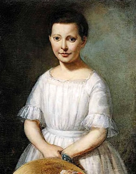  Bernard Frenchborn Louisiana painter 1812 a 1880 Girl in White Dress