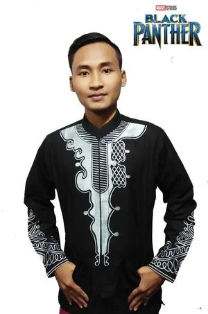 Jual Full Bordir Baju Koko Black Panther Baju Muslim - Baju koko black panther