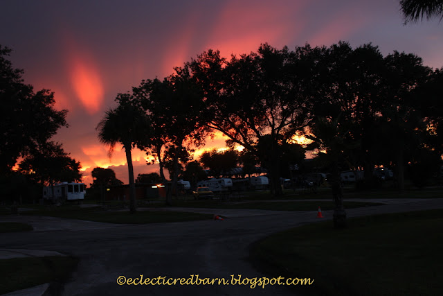 Eclectic Red Barn: Sunset at Lake Okeechobee over the campers