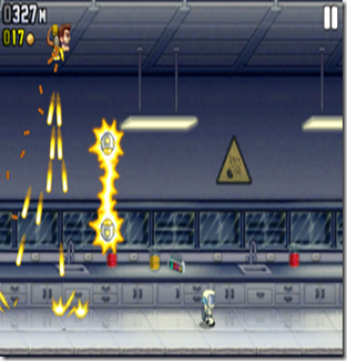 Use your machine-gun jetpack to maneuver past obstacles while you rain bullets down below.