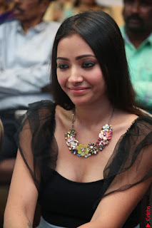 Swetha Basu in a Black Sleeveless Top Long Skirt at Mixture Potlam Movie Audio Launch 035.JPG