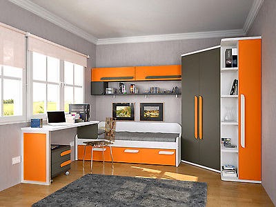 Cuarto juvenil gris naranja