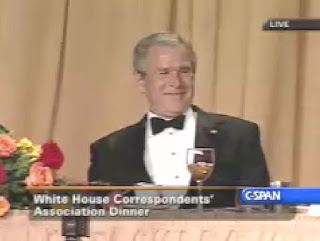 White House Correspondents's Dinner President Bush makes humorous after-dinner presentation and impressionist Rich Little performs
