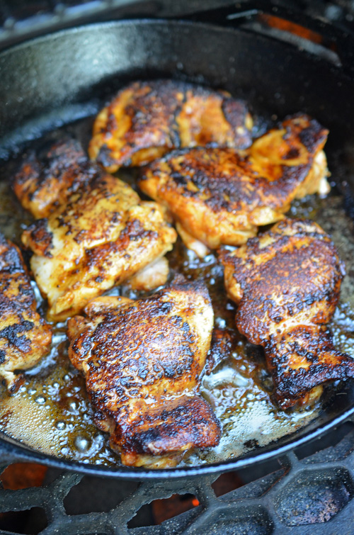 Blackened chicken on the grill
