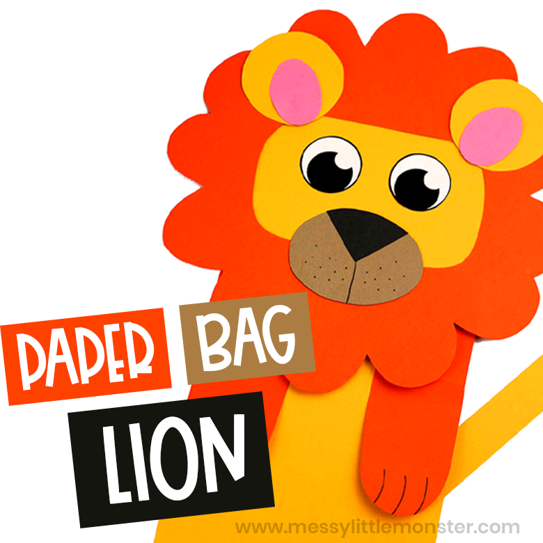 Paper bag puppet lion craft