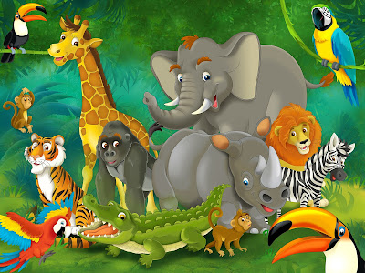 Animales de la selva en una bonita ilustración HD