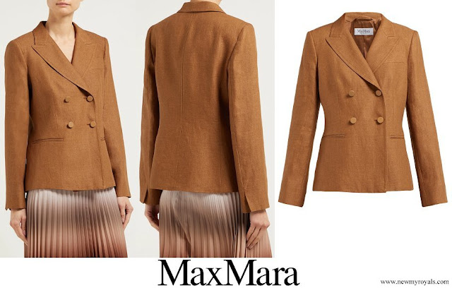 Crown Princess Mary wore Max Mara Lontra Linen Blazer in Brown