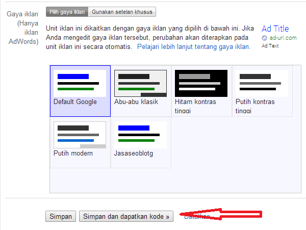 Cara Pasang Kode Iklan Google Adsense di Blog