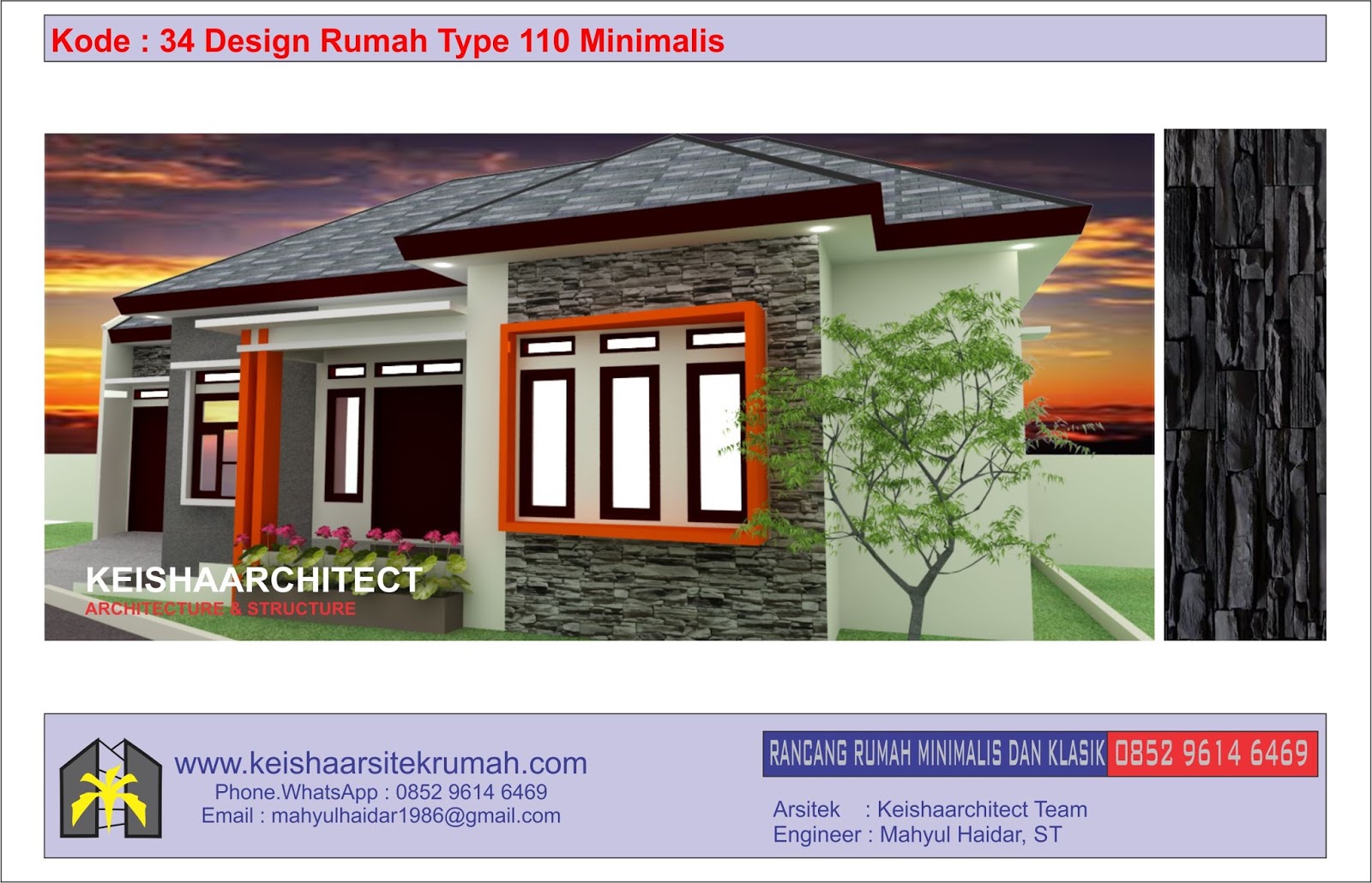Kode 34 Design Rumah Type 110 Minimalis Lokasi Bathoh Banda Aceh