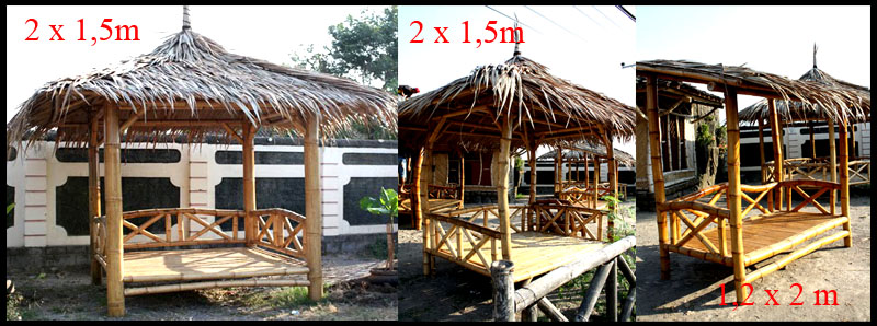 Gazebo Saung Gubuk Rumah dan Perabot Bambu Murah Meriah 