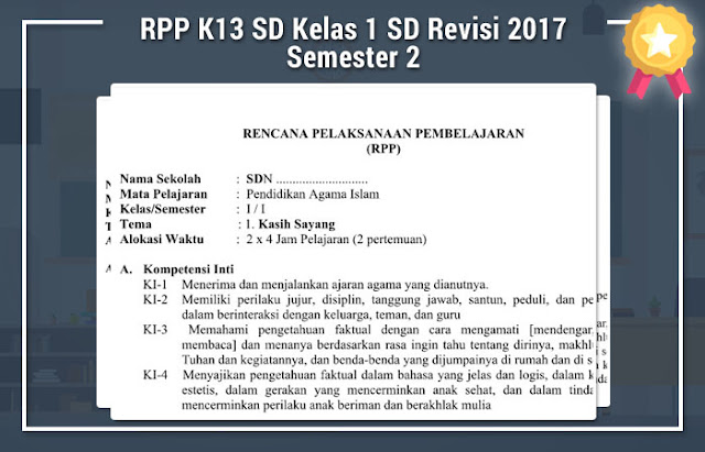 RPP K13 SD Kelas 1 SD Revisi 2017 Semester 2