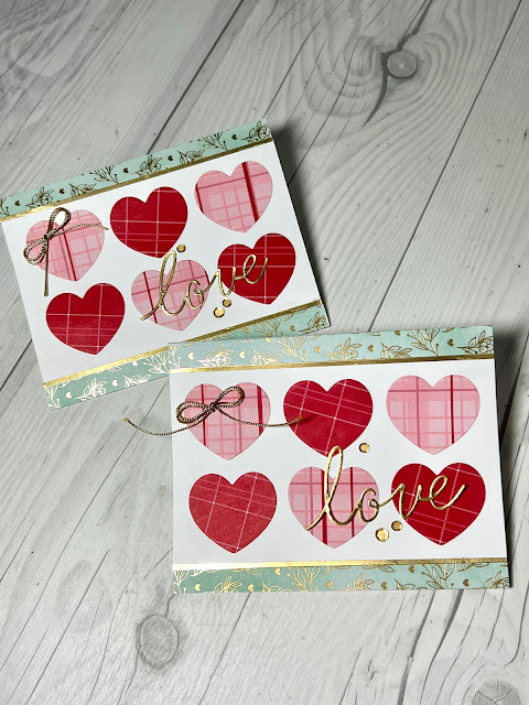 Gold Foil Accents and six adorable hearts create a Valentine card with a touch of luxury