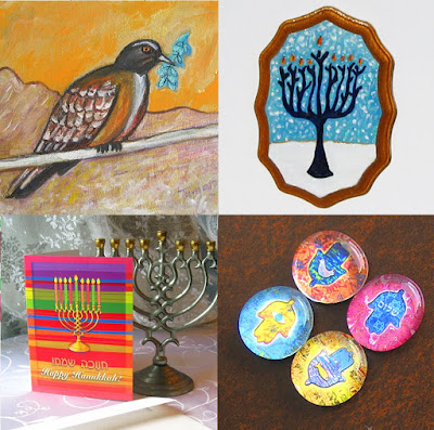 Hanukkah greeting cards and magnets