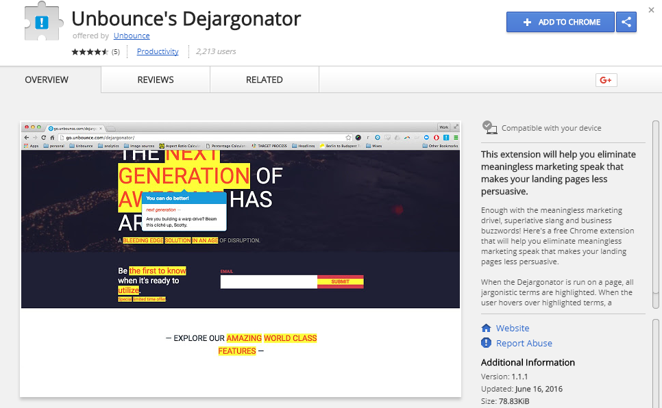 Powerfull tool to remove powerless words - Unbounce's Dejargonator