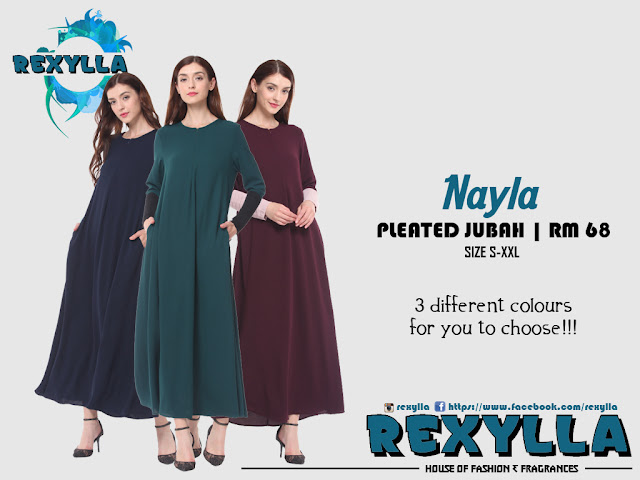 rexylla, pleated jubah, nayla collection