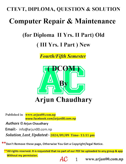 Computer Repair and Maintenance : New Solution of Fourth Semester -- DCOM , fourth semester, Diploma in Computer Engineering   ,New Solution , 4th Sem, Computer Repair and Maintenance : solution, Question, arjun00 , Computer Repair + Pc Troubleshoot and Maintenance :- New Solution of Diploma in Computer / Information Technology -- Diploma Solution-- CTEVT, DCOM- IT